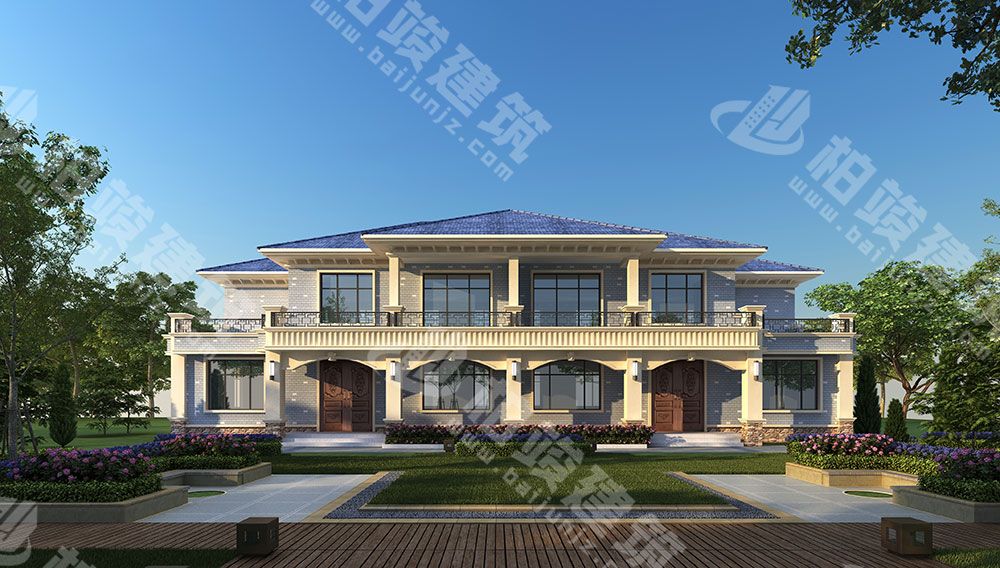 農(nóng)村自建二層雙拼別墅，磚混結(jié)構(gòu)，簡歐風格，戶型通透，布局合理