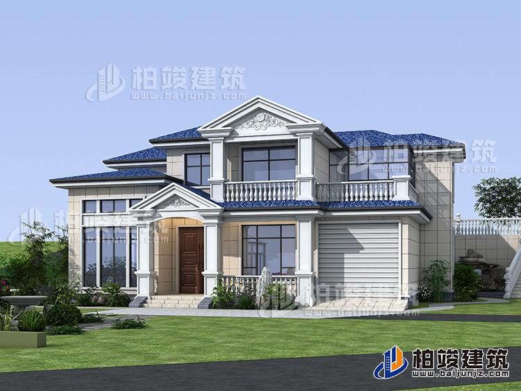 鄉(xiāng)村二層自建房設(shè)計(jì)圖，帶車庫。