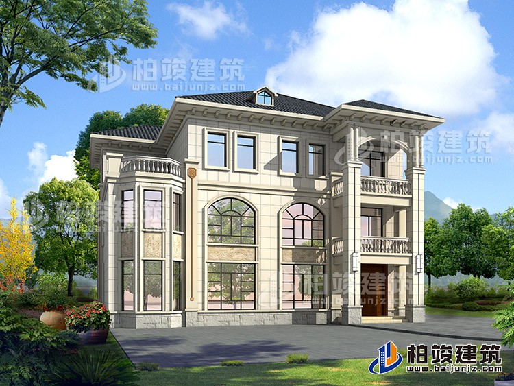2019新農(nóng)村歐式別墅設(shè)計(jì)圖，三層自建房大氣漂亮別墅BZ368-簡(jiǎn)歐風(fēng)格