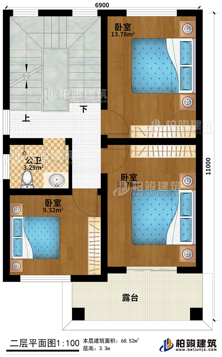 歐式三層樓房設計圖，三層新農(nóng)村樓房圖紙BZ353-簡歐風格