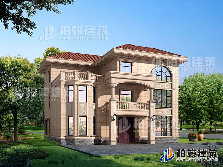 農村三層樓房設計圖及效果圖，復式框架結構BZ378-簡歐風格