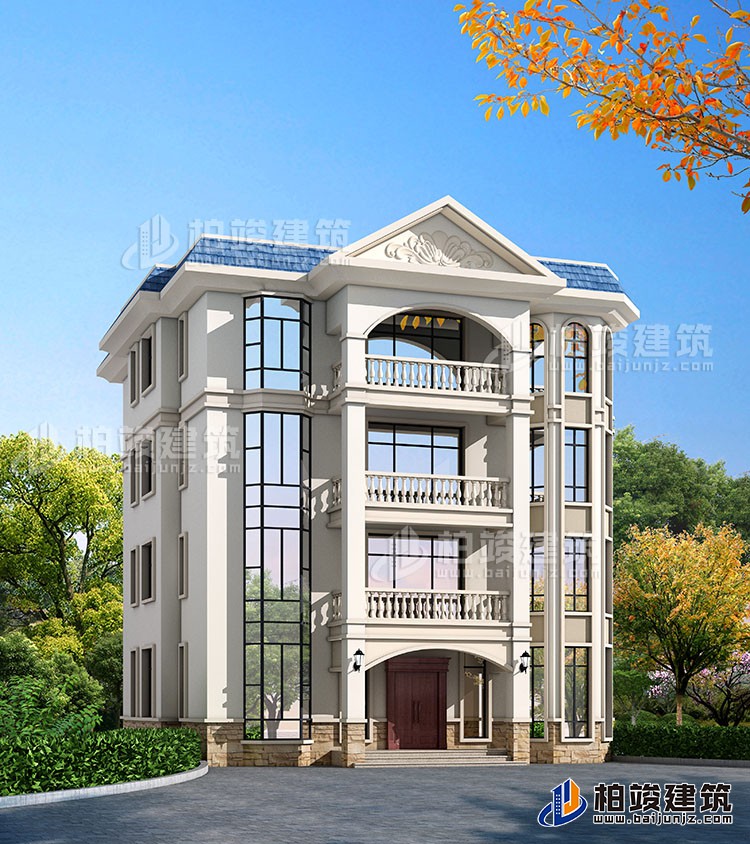 四層豪華歐式別墅自建樓房設(shè)計(jì)圖紙，帶效果圖和全套施工圖BZ407-簡(jiǎn)歐風(fēng)格