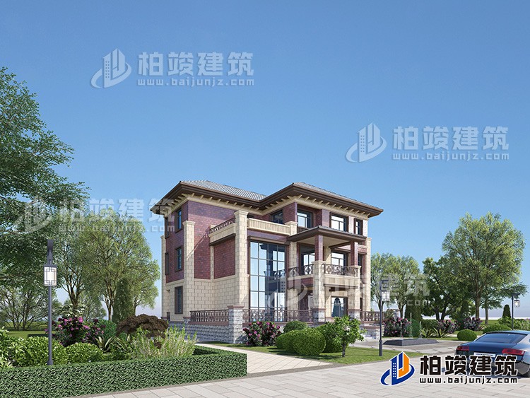 三層復(fù)式別墅設(shè)計方案圖，戶型合理、造價35萬BZ382-簡歐風(fēng)格
