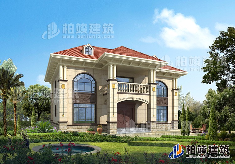 二層歐式復(fù)式小別墅設(shè)計方案，全套建筑設(shè)計圖紙BZ2518-簡歐風(fēng)格