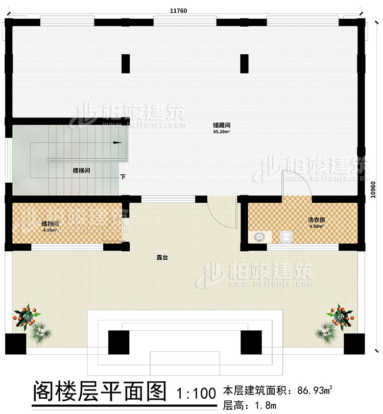 閣樓：2儲(chǔ)物間、樓梯間、洗衣房、露臺(tái)